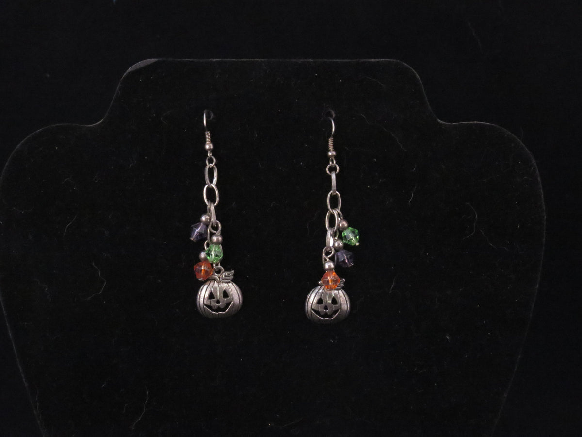 Handmade Pumpkin Beaded Dangle Earrings