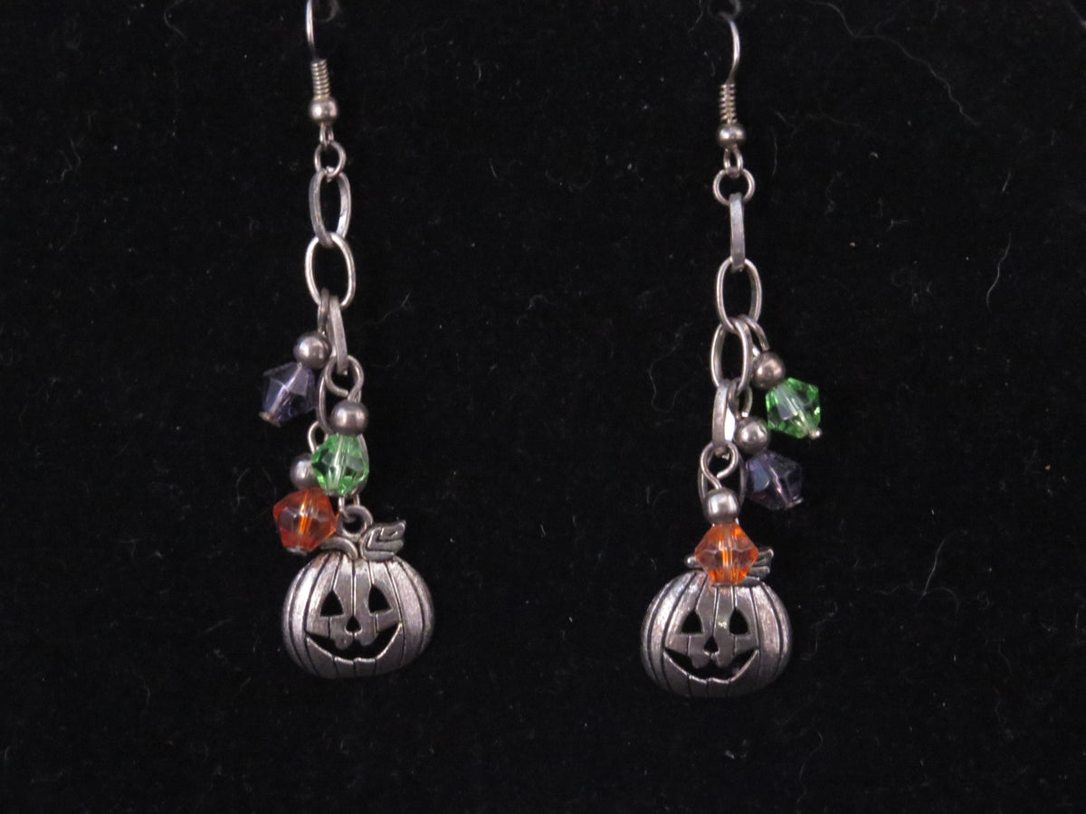 Handmade Pumpkin Beaded Dangle Earrings