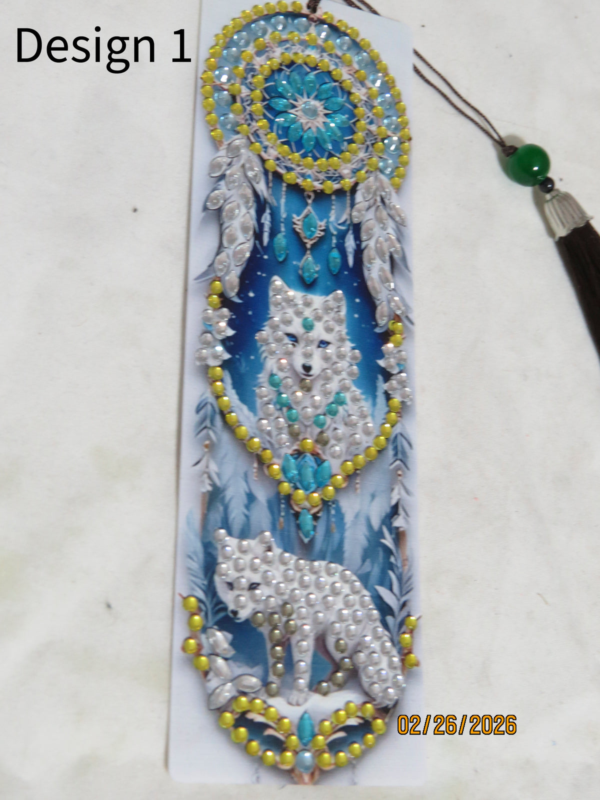 Handmade Diamond Wolf Bookmark
