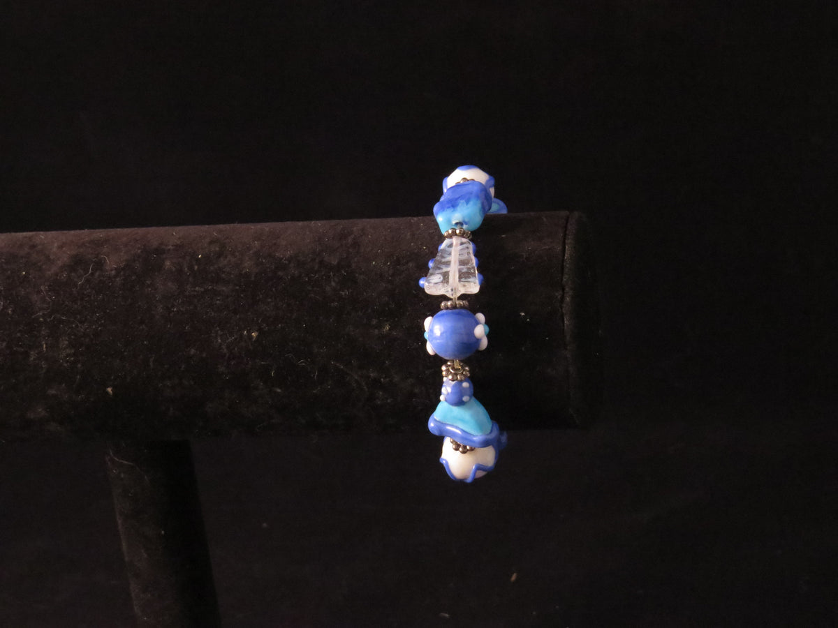 Handmade Winter Lampwork Beaded Bracelet