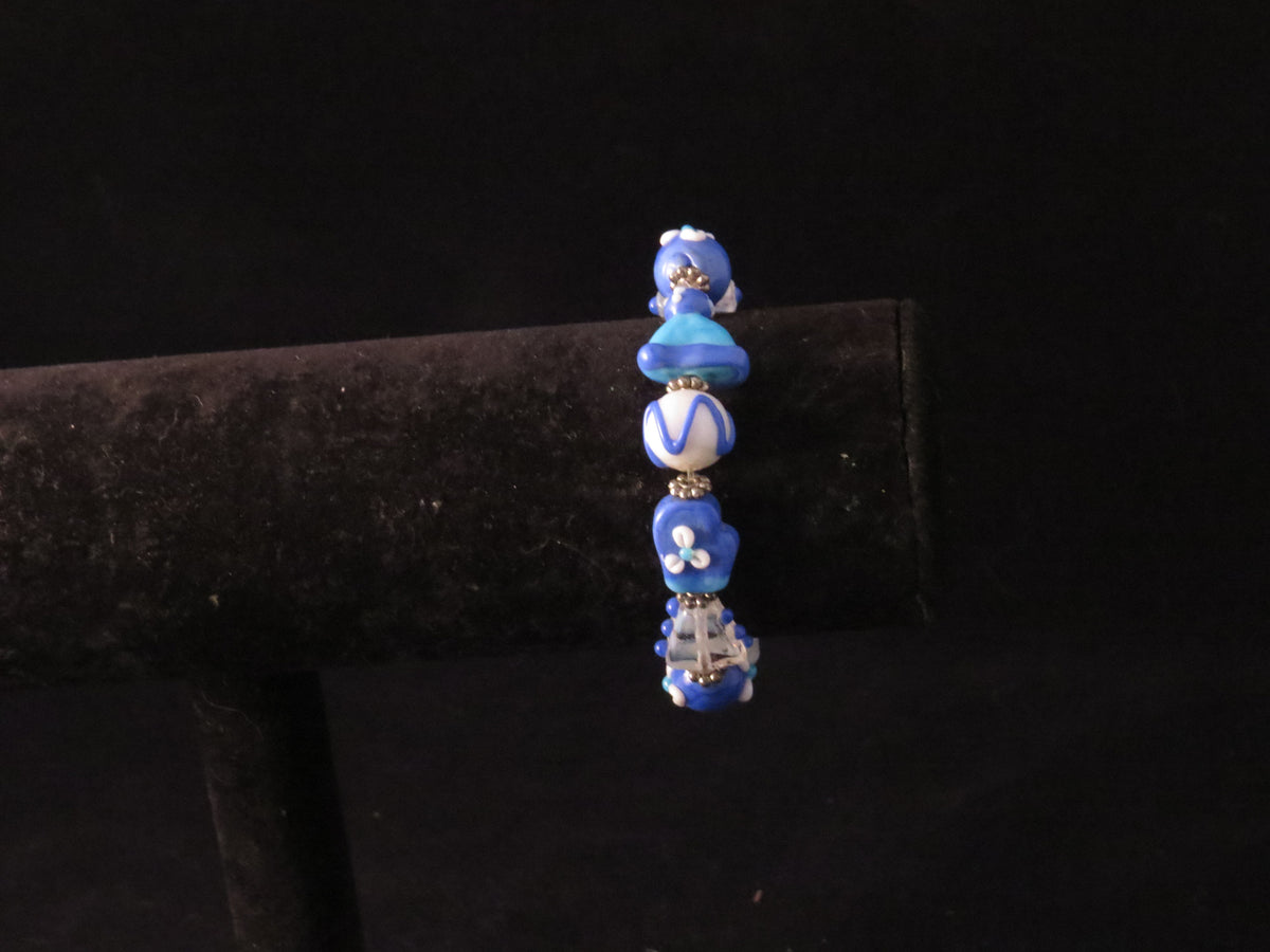 Handmade Winter Lampwork Beaded Bracelet