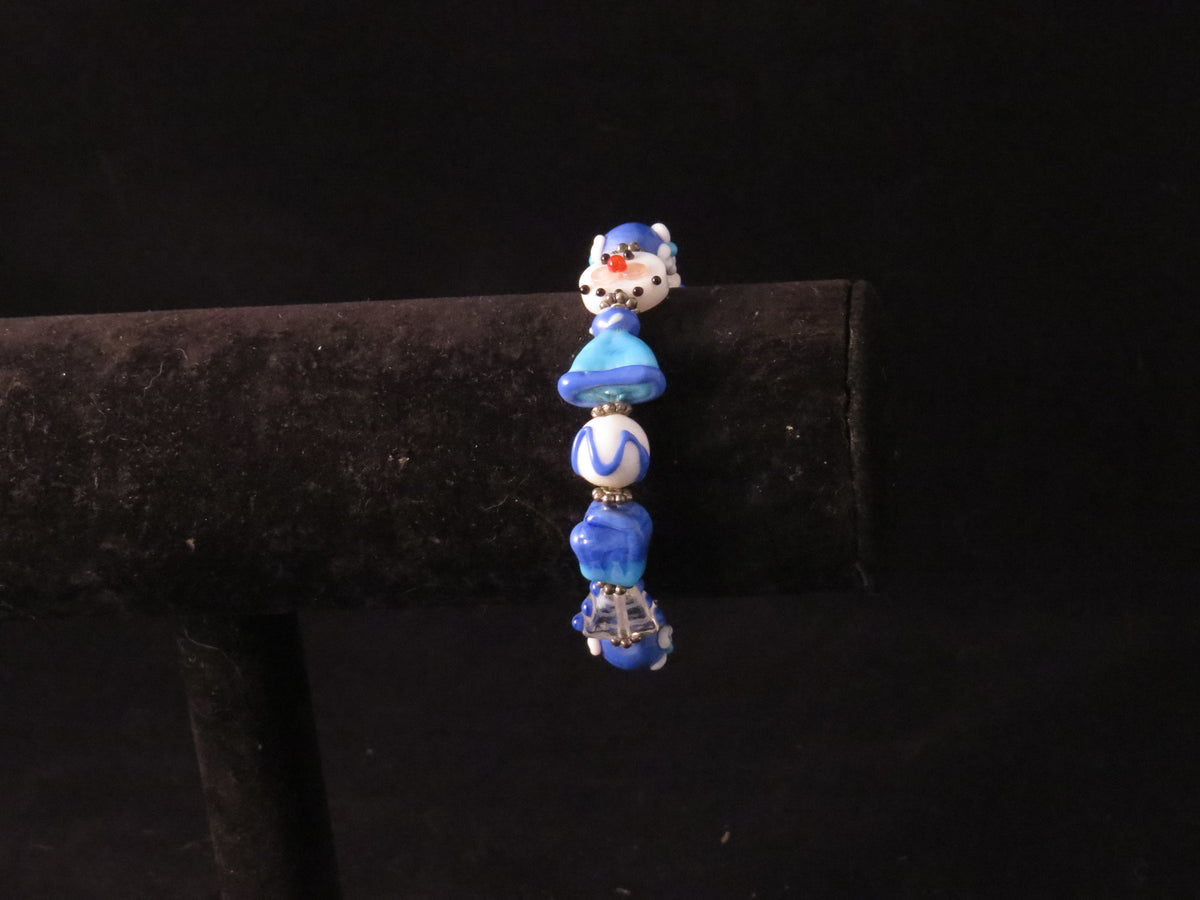 Handmade Winter Lampwork Beaded Bracelet