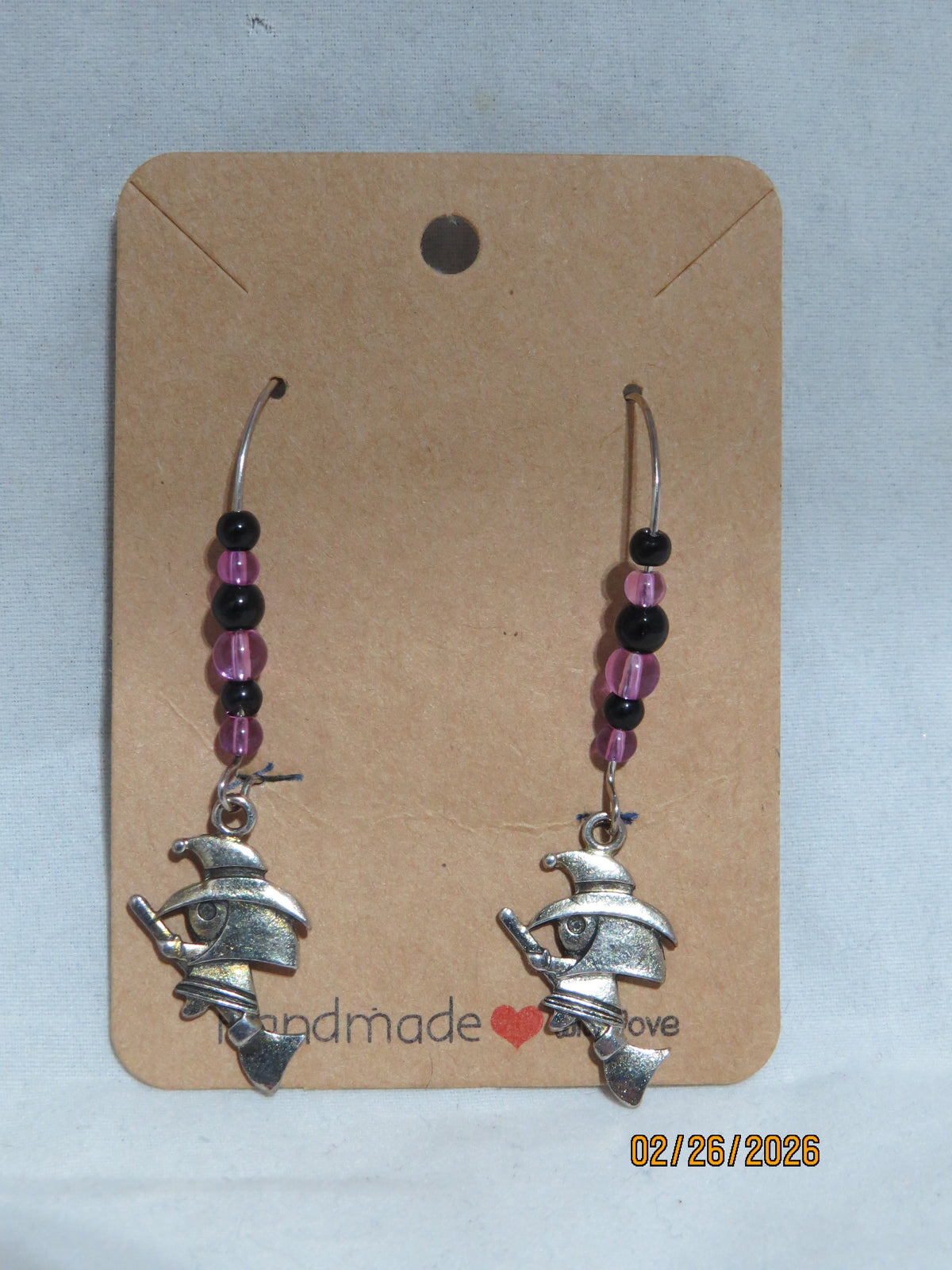 Handmade Flying Witch Earrings