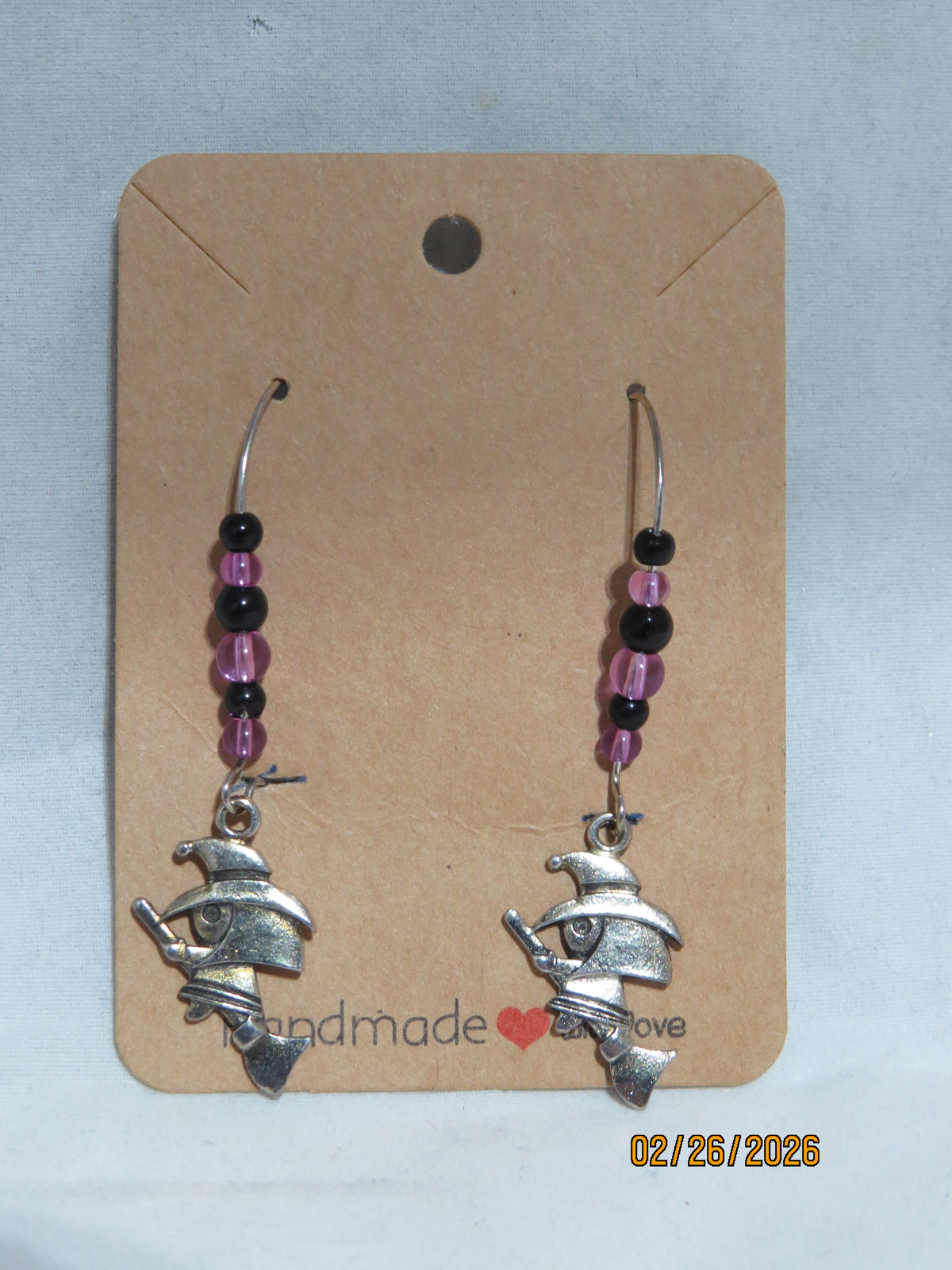 Handmade Flying Witch Earrings