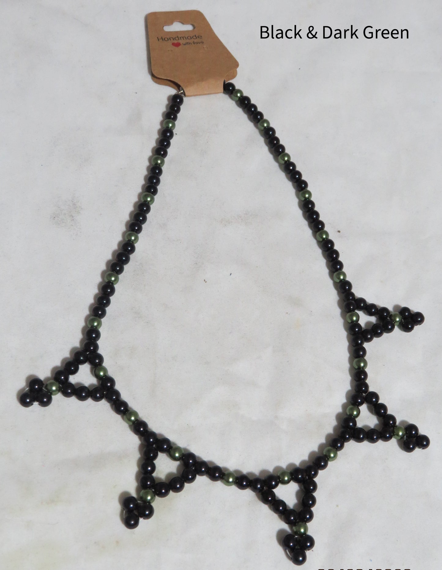 Black & Dark Green Glass Pearl Necklace