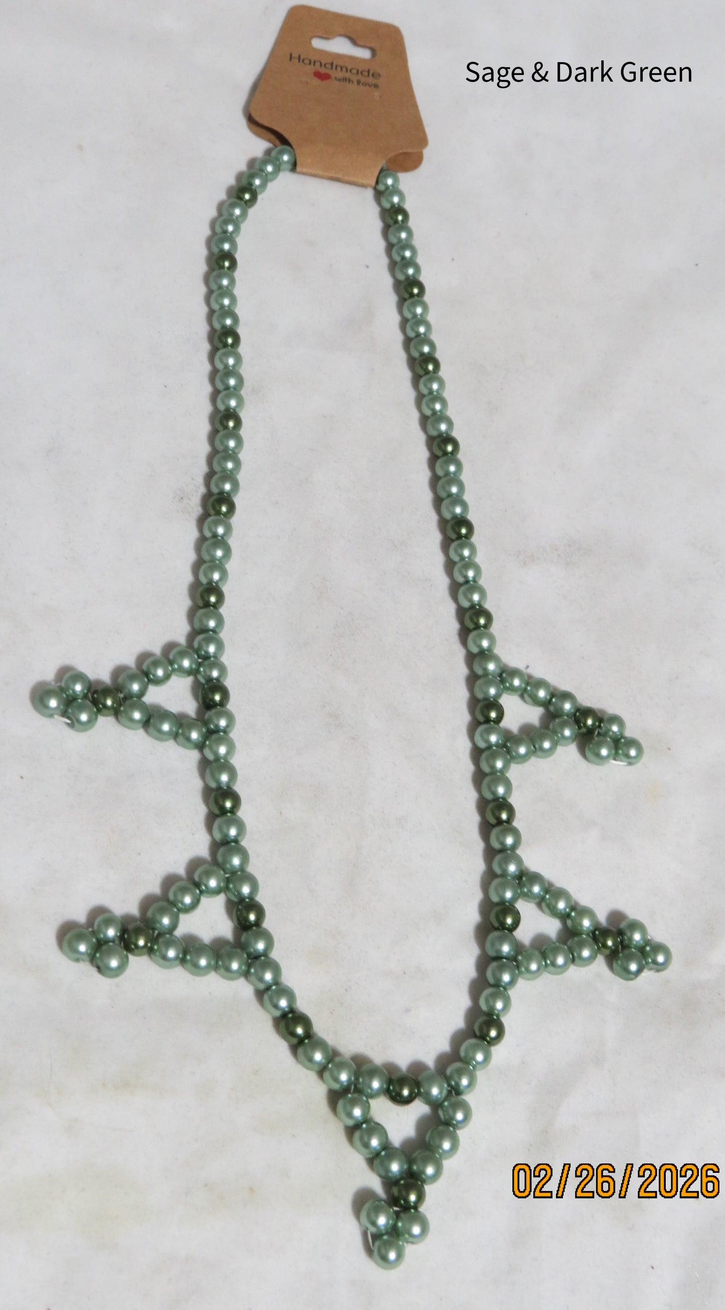 Sage & Dark Green Pearl Necklace
