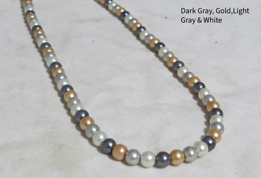 4 Color Glass Pearl Necklace