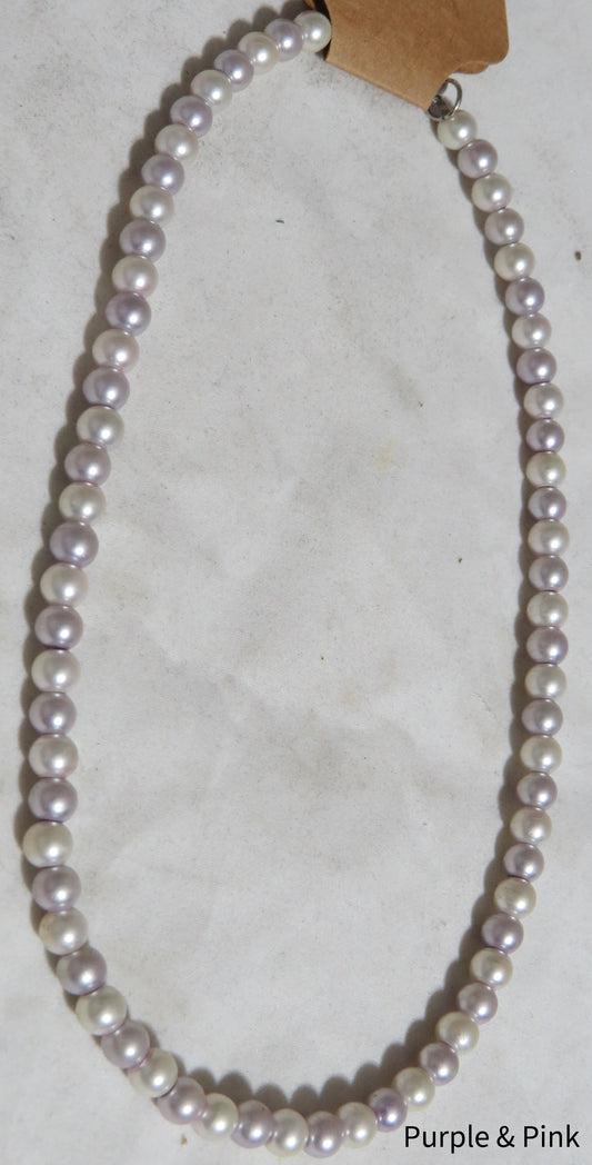 Pink & Purple Glass Pearl Necklace