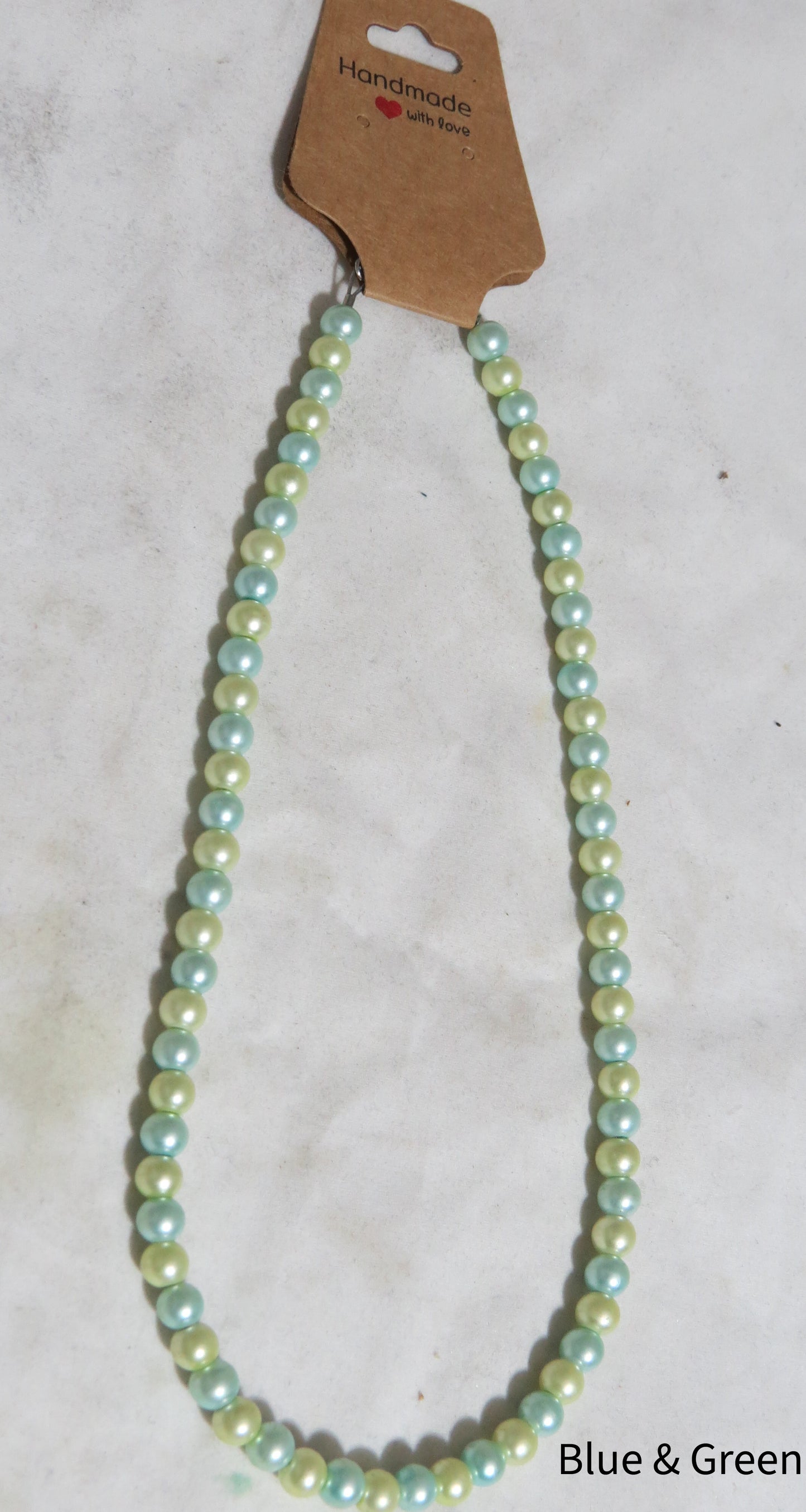 Blue & Green Glass Pearl Necklace