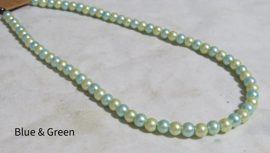 Blue & Green Glass Pearl Necklace