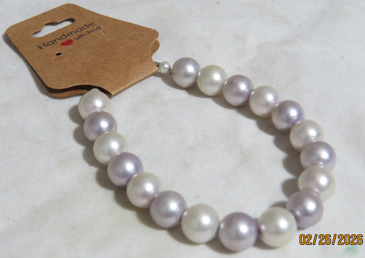 Pink & Purple Glass Pearl Bracelet