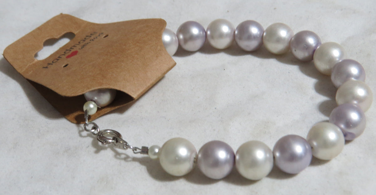 Pink & Purple Glass Pearl Bracelet
