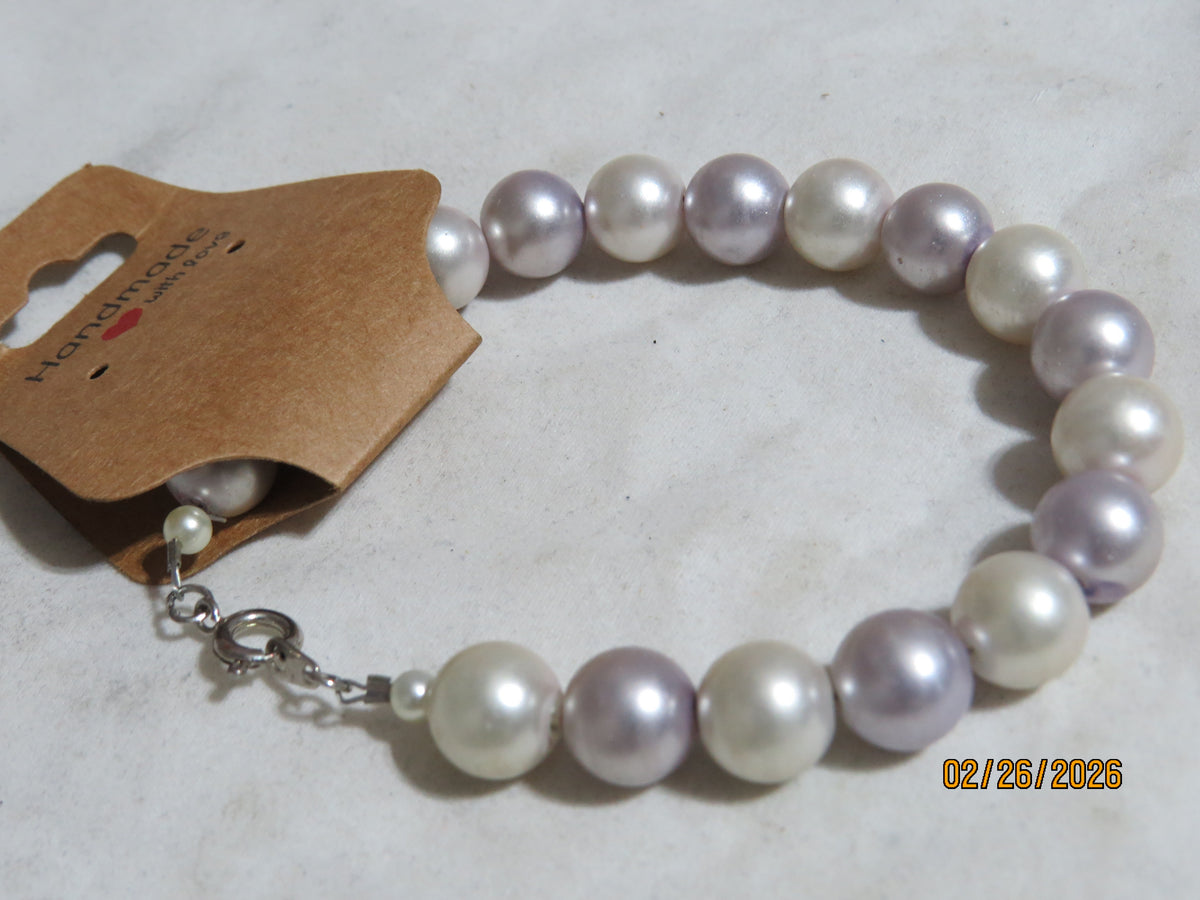 Pink & Purple Glass Pearl Bracelet