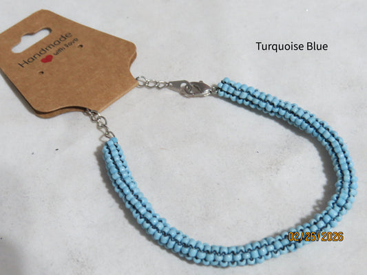 Turquoise Blue Tubular Peyote Bracelet