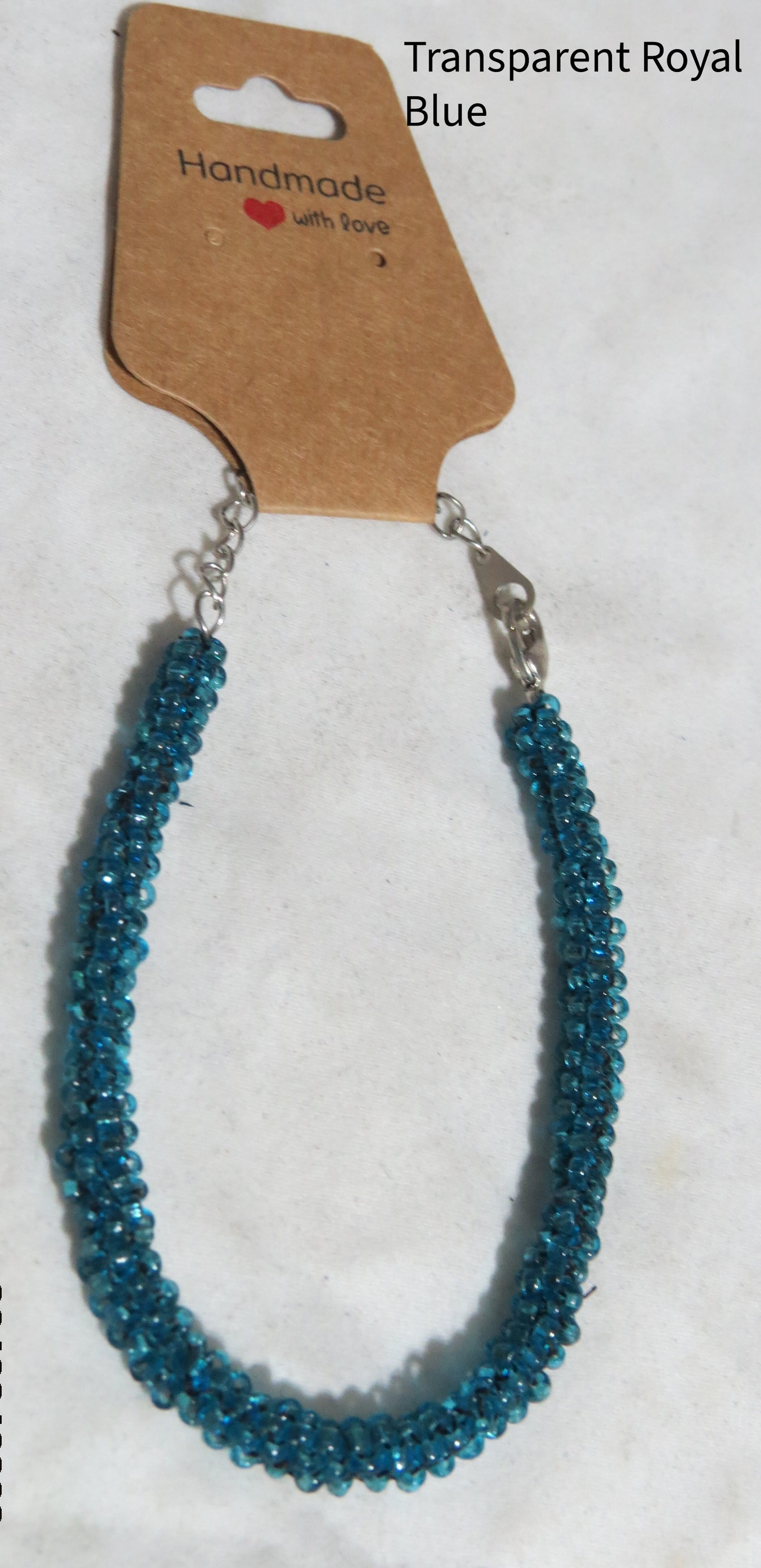 Transparent Royal Blue Tubular Peyote Bracelet