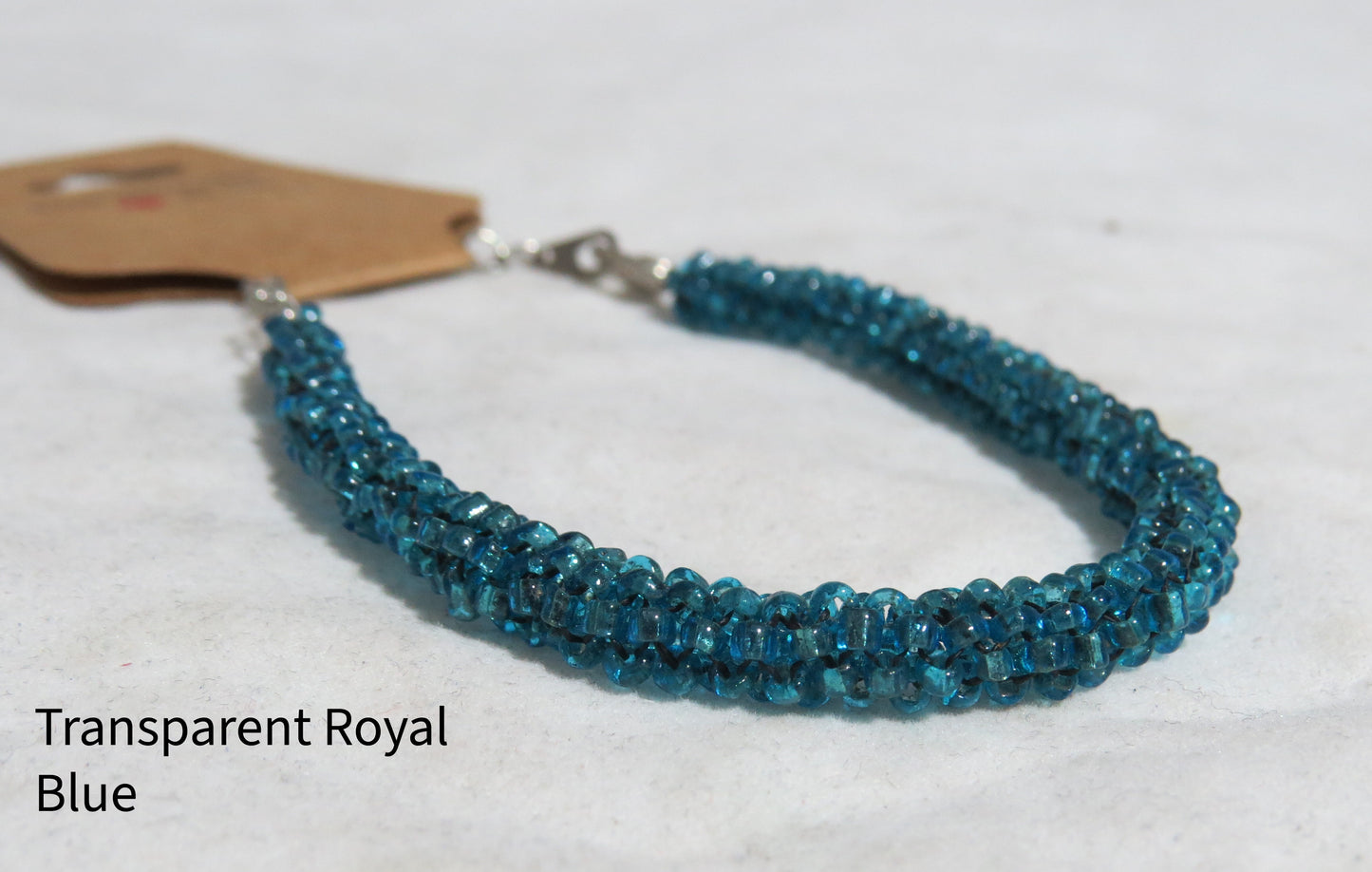 Transparent Royal Blue Tubular Peyote Bracelet