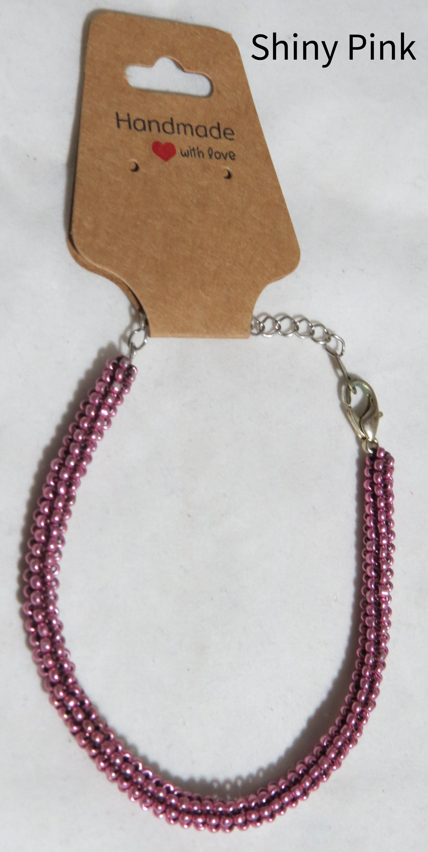 Shiny Pink Tubular Peyote Bracelet