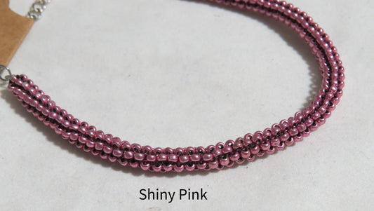 Shiny Pink Tubular Peyote Bracelet