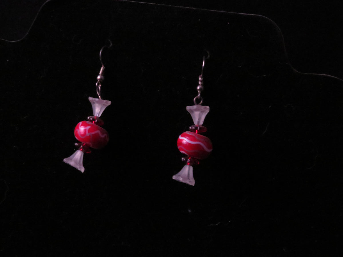 Handmade Christmas Candy Beaded Earrings