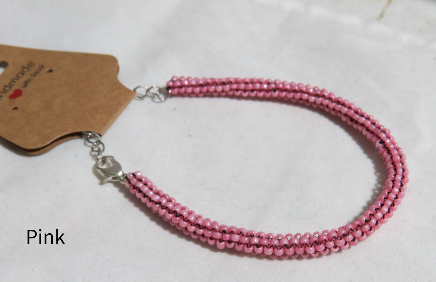 Pink Tubular Peyote Bracelet