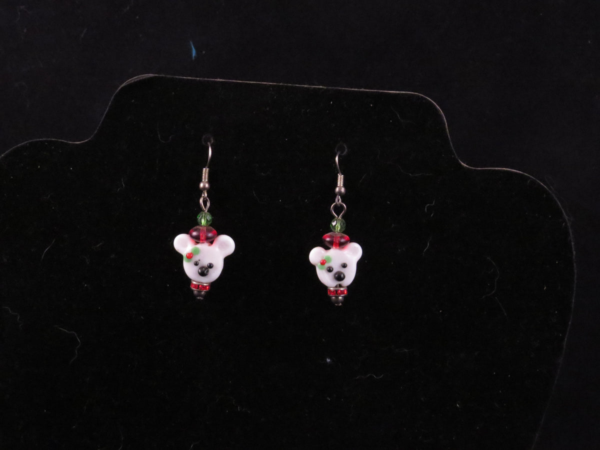 Handmade Polar Bear Beaded Earrings