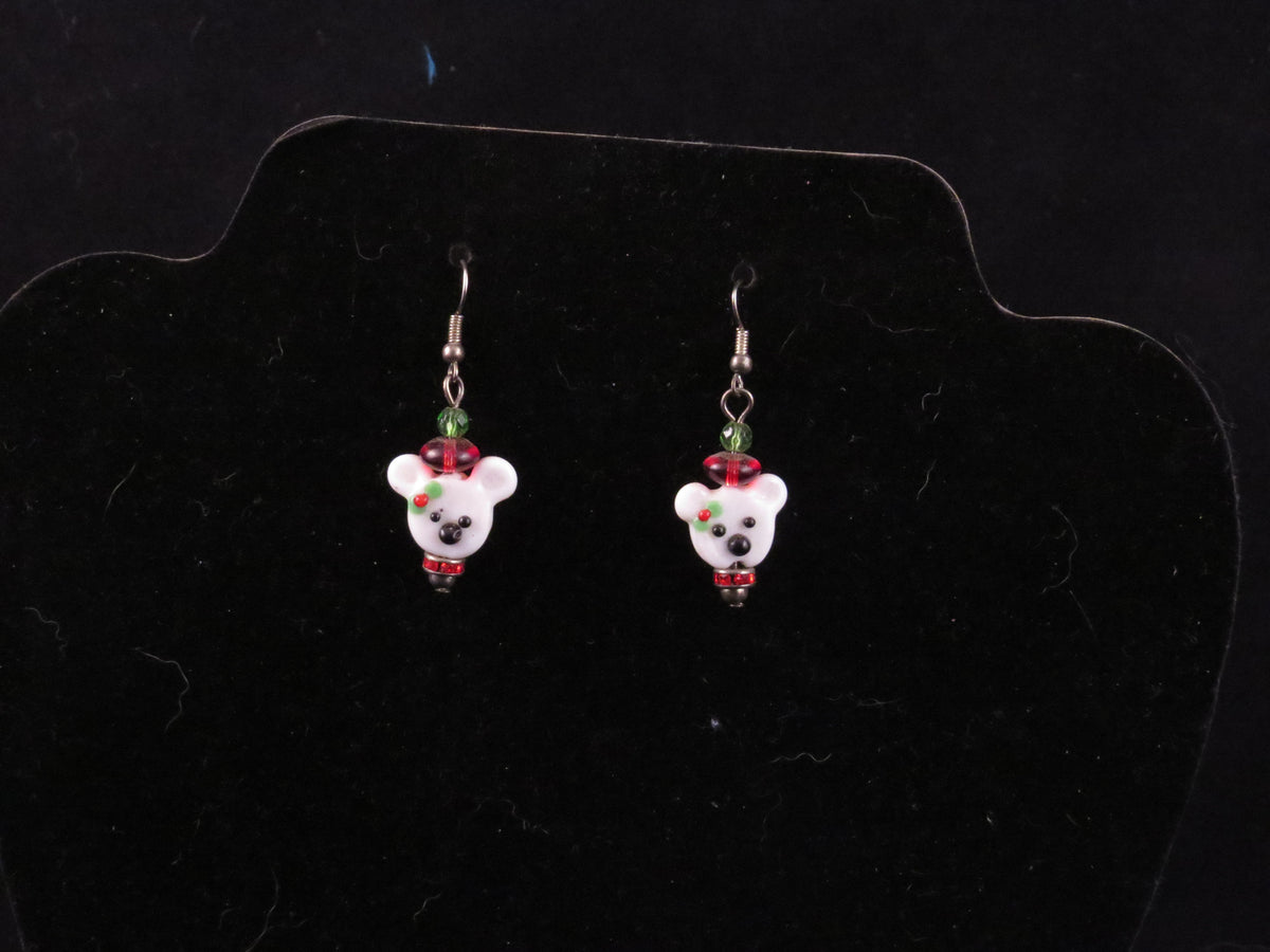 Handmade Polar Bear Beaded Earrings