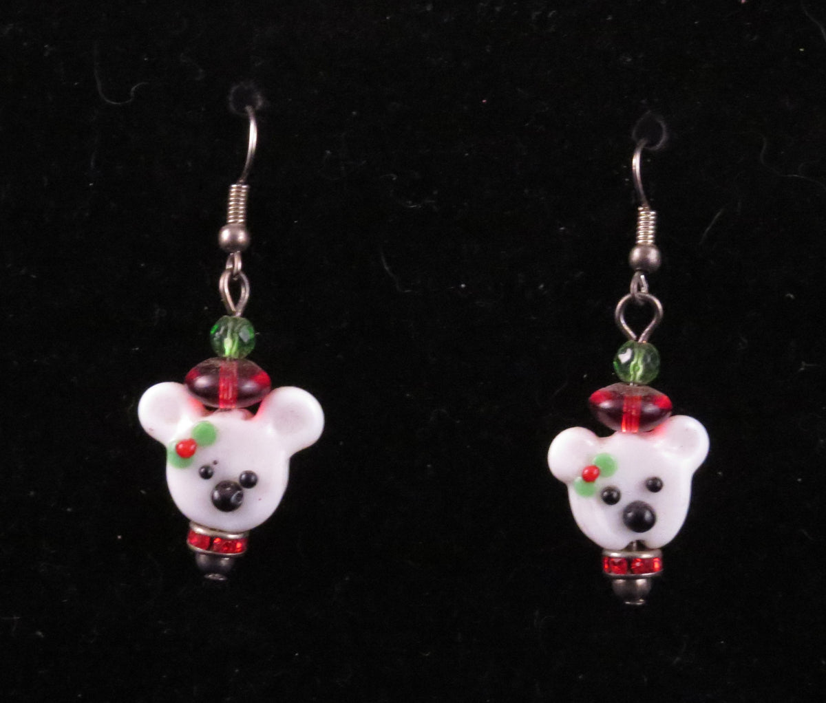Handmade Polar Bear Beaded Earrings