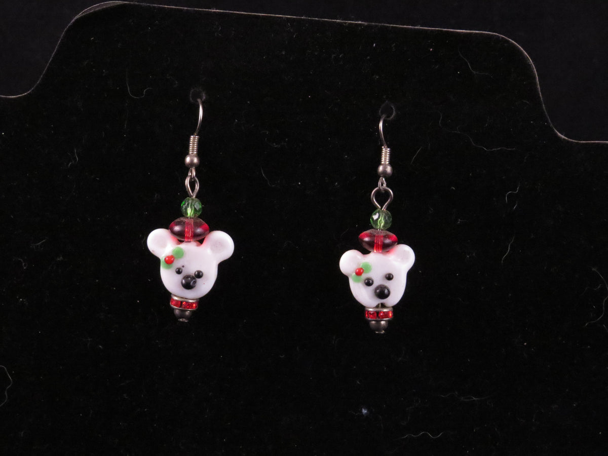 Handmade Polar Bear Beaded Earrings
