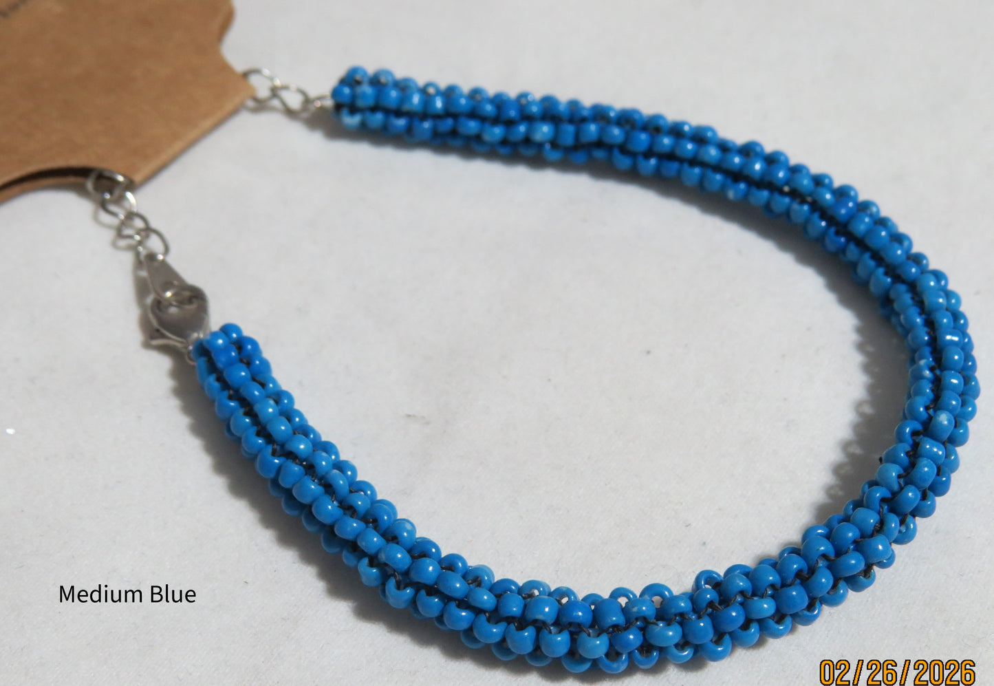 Medium Blue Tubular Peyote Bracelet