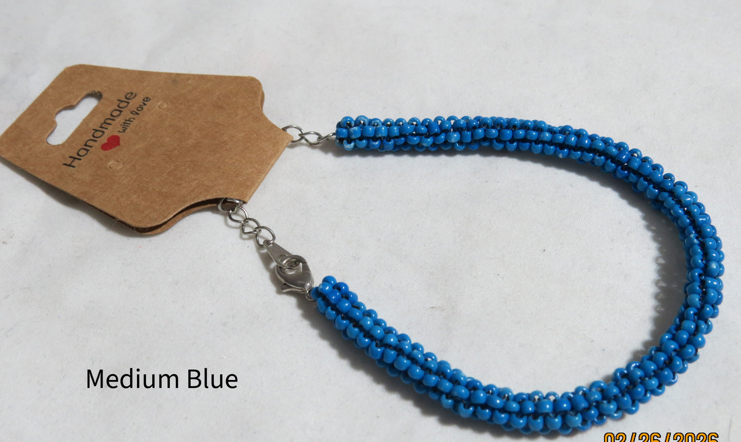 Medium Blue Tubular Peyote Bracelet