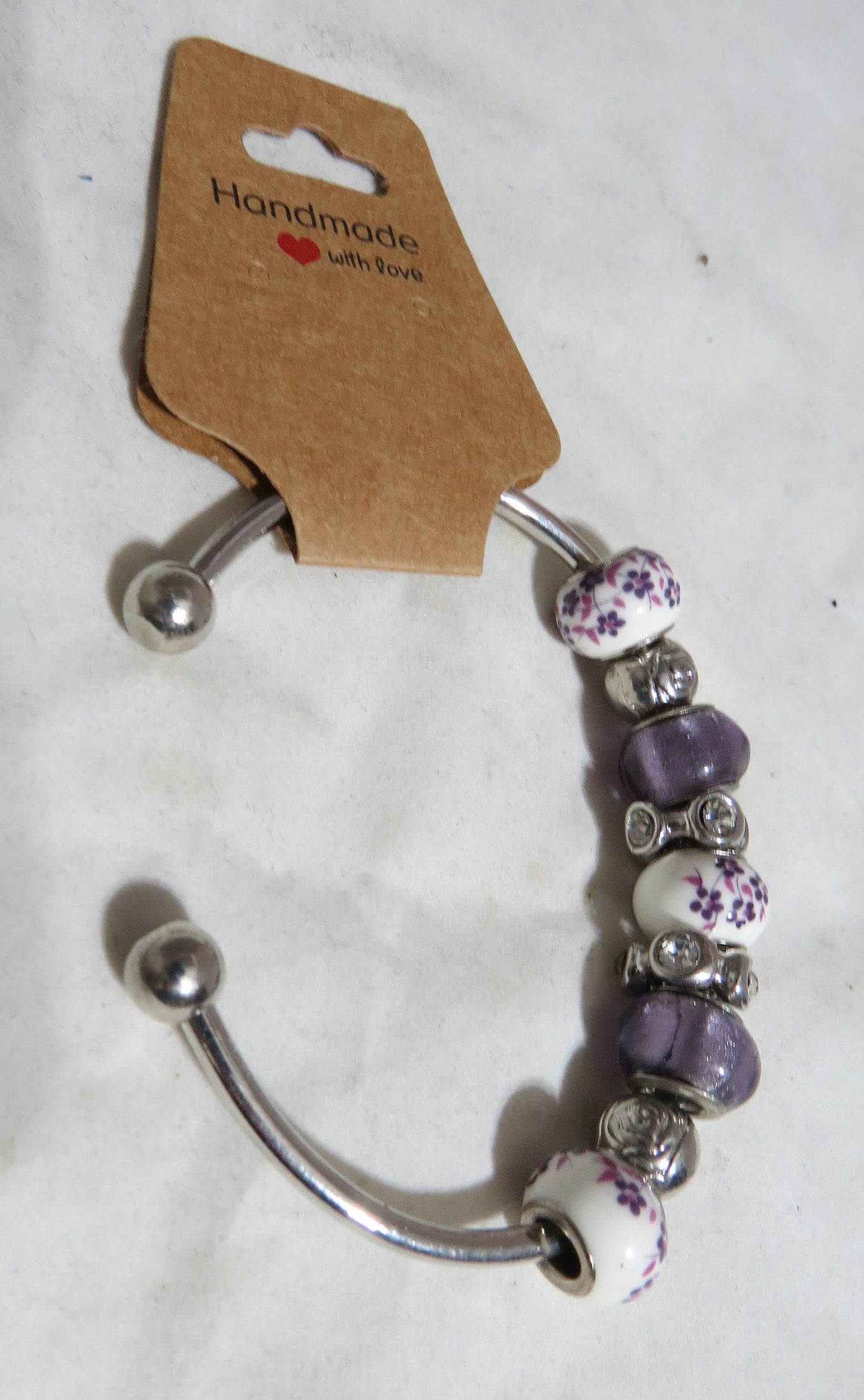 Flower Glass Beaded Bangle Bracelet