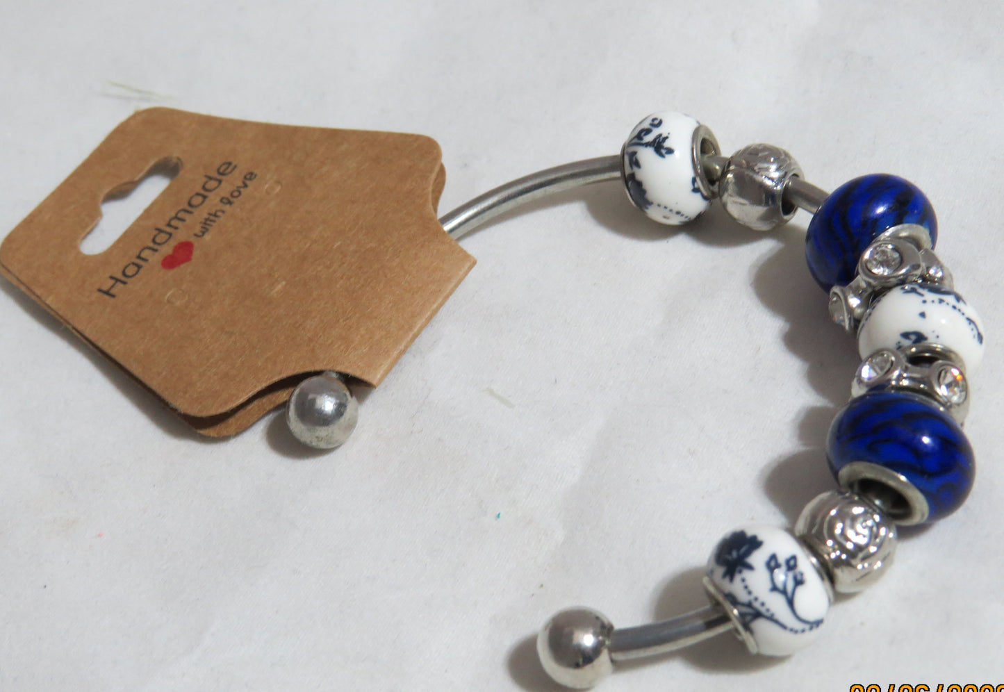 Flower Glass Beaded Bangle Bracelet