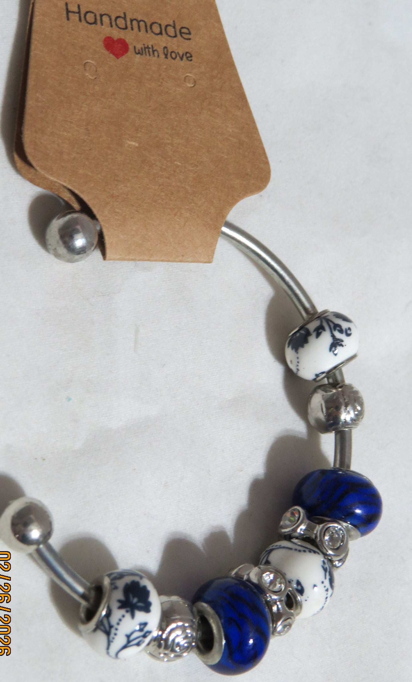 Flower Glass Beaded Bangle Bracelet