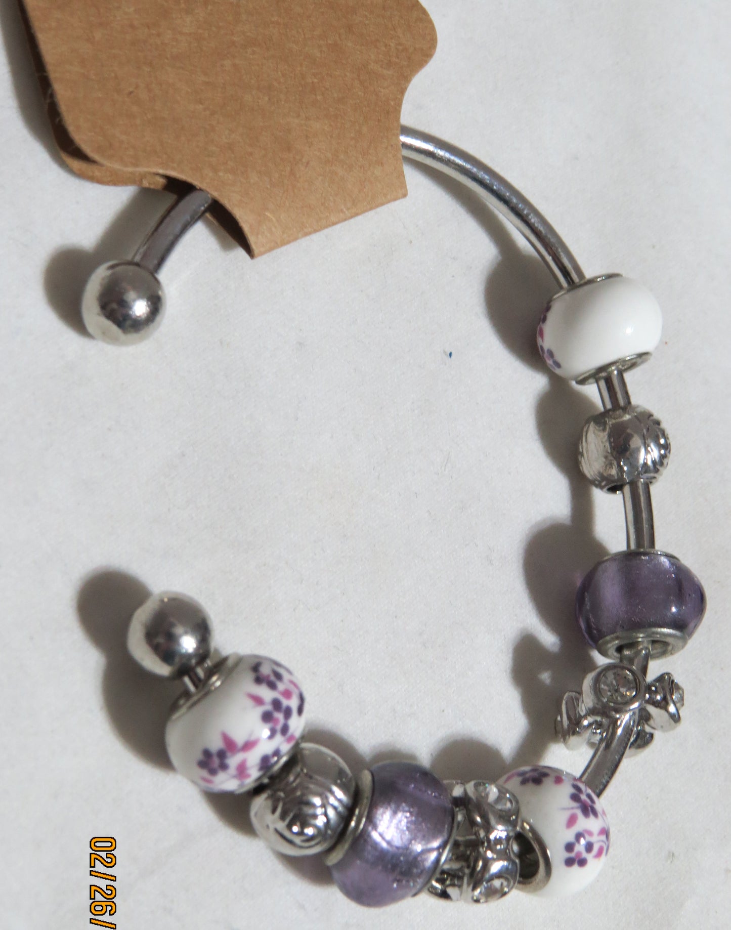 Flower Glass Beaded Bangle Bracelet