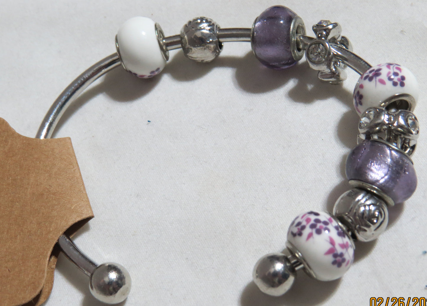 Flower Glass Beaded Bangle Bracelet