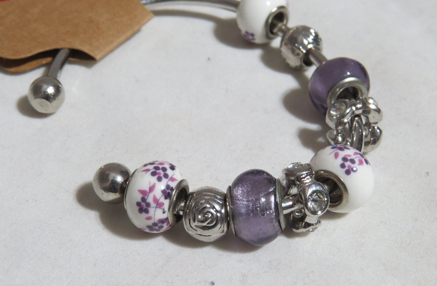 Flower Glass Beaded Bangle Bracelet