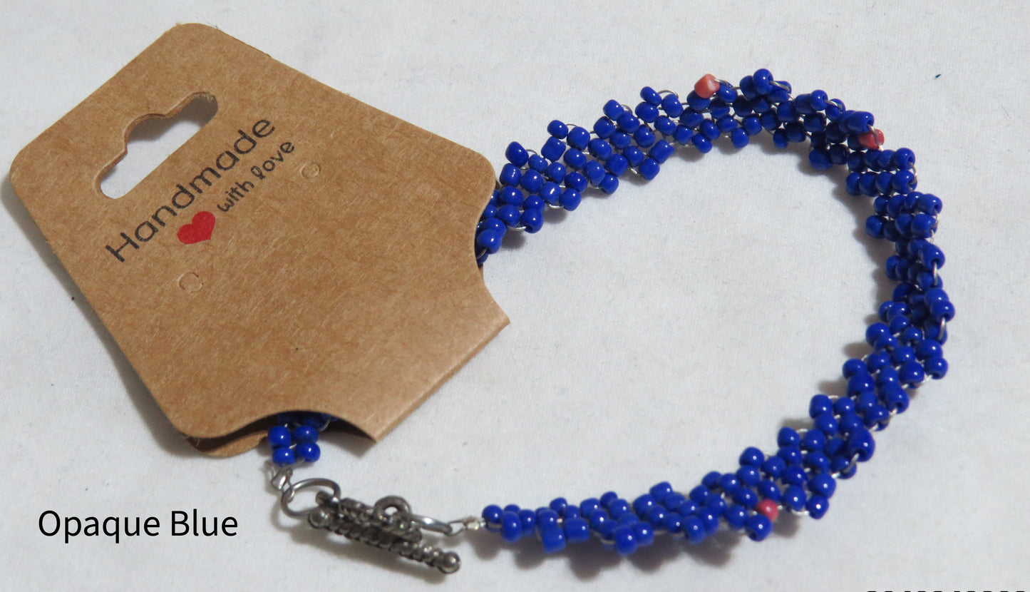 Opaque Blue Simple Strap Peyote Bracelet