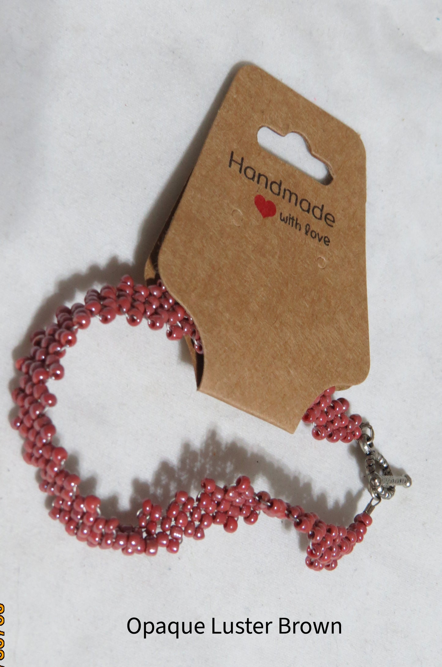 Opaque Luster Brown Peyote Simple Strap Bracelet