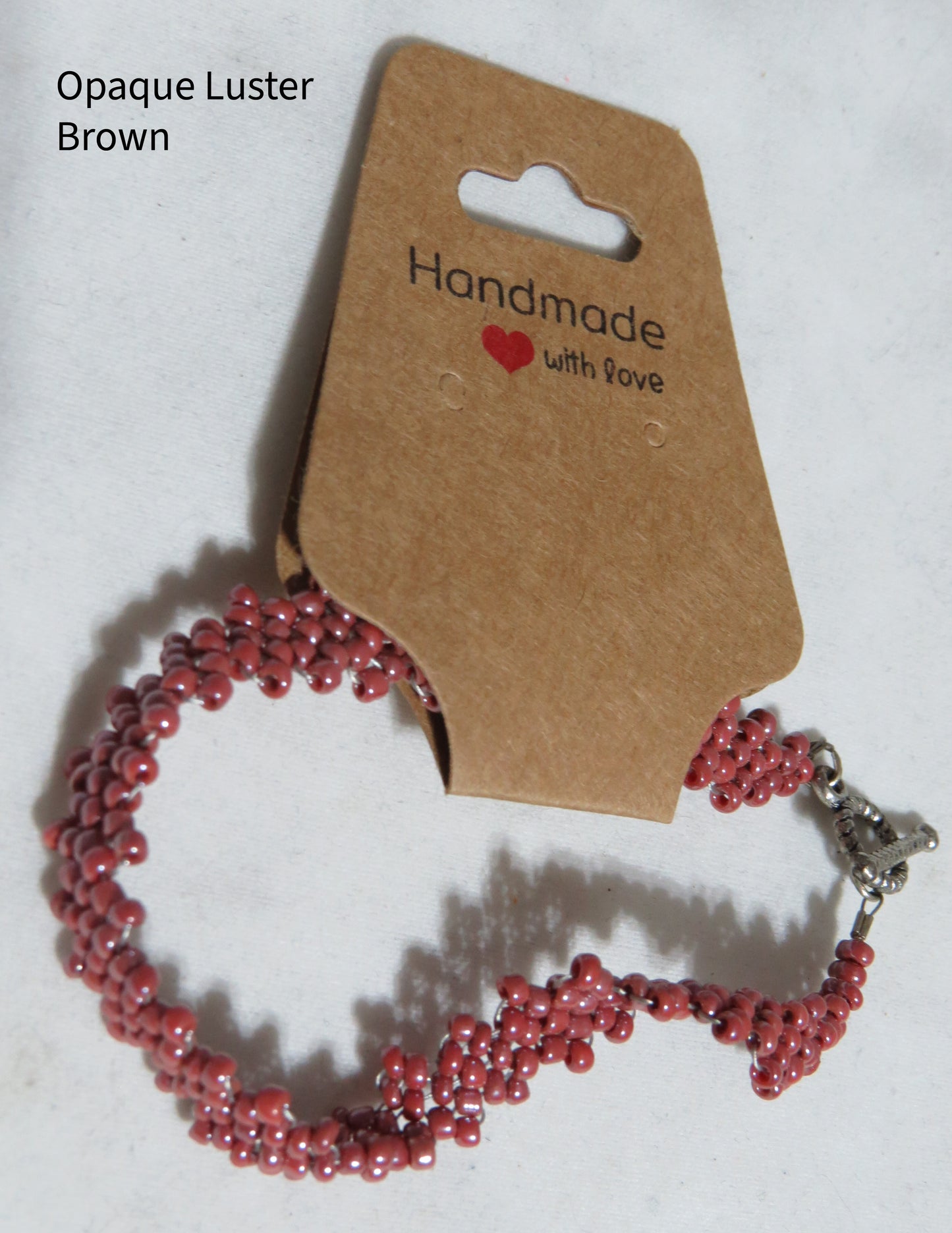 Opaque Luster Brown Peyote Simple Strap Bracelet