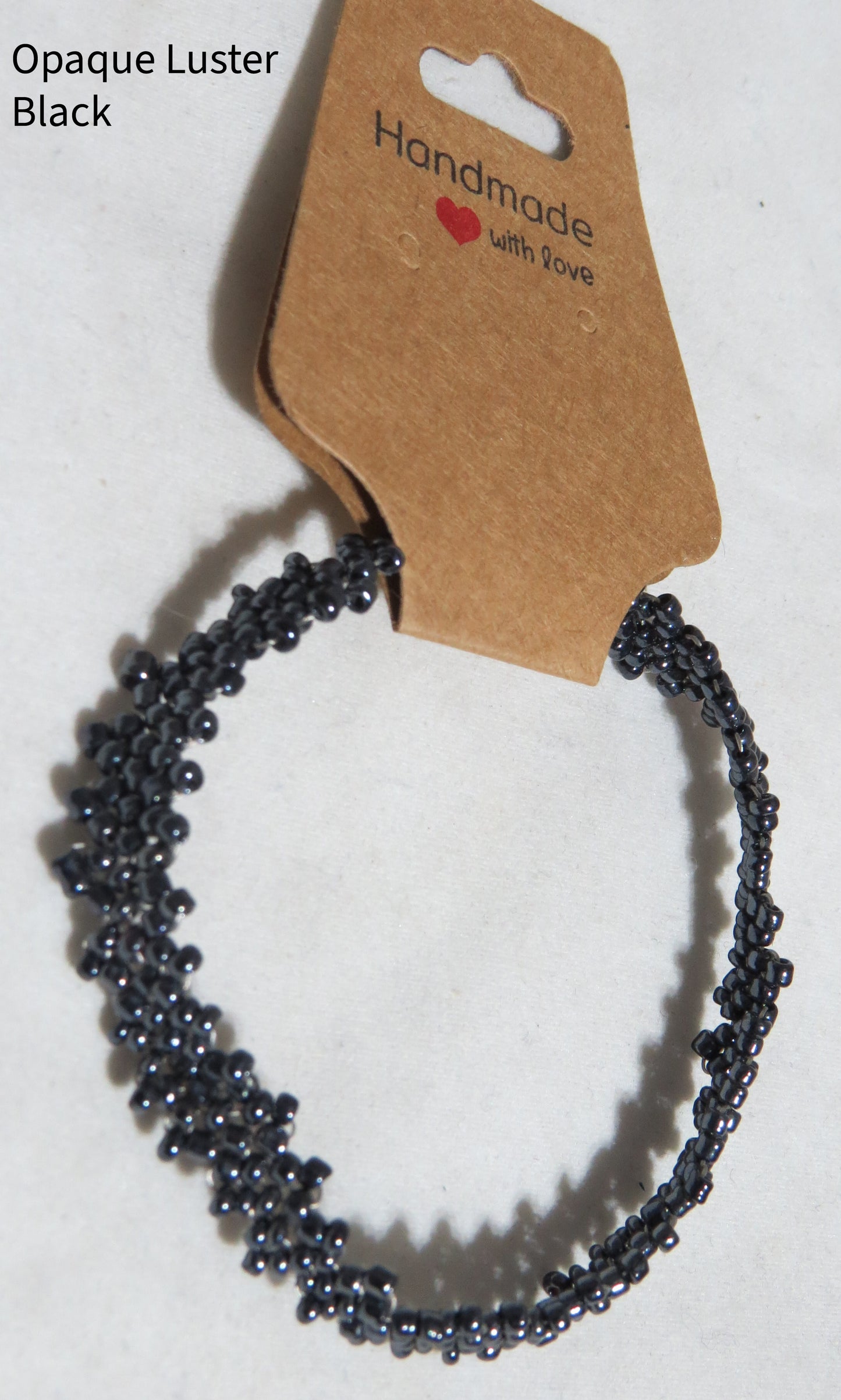 Opaque Luster Black Peyote Simple Strap Bracelet