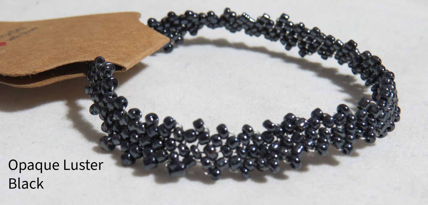 Opaque Luster Black Peyote Simple Strap Bracelet
