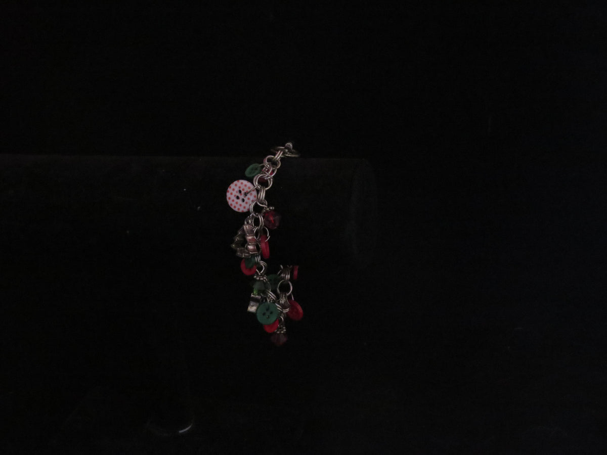 Handmade Holiday Bead & Button Bracelet