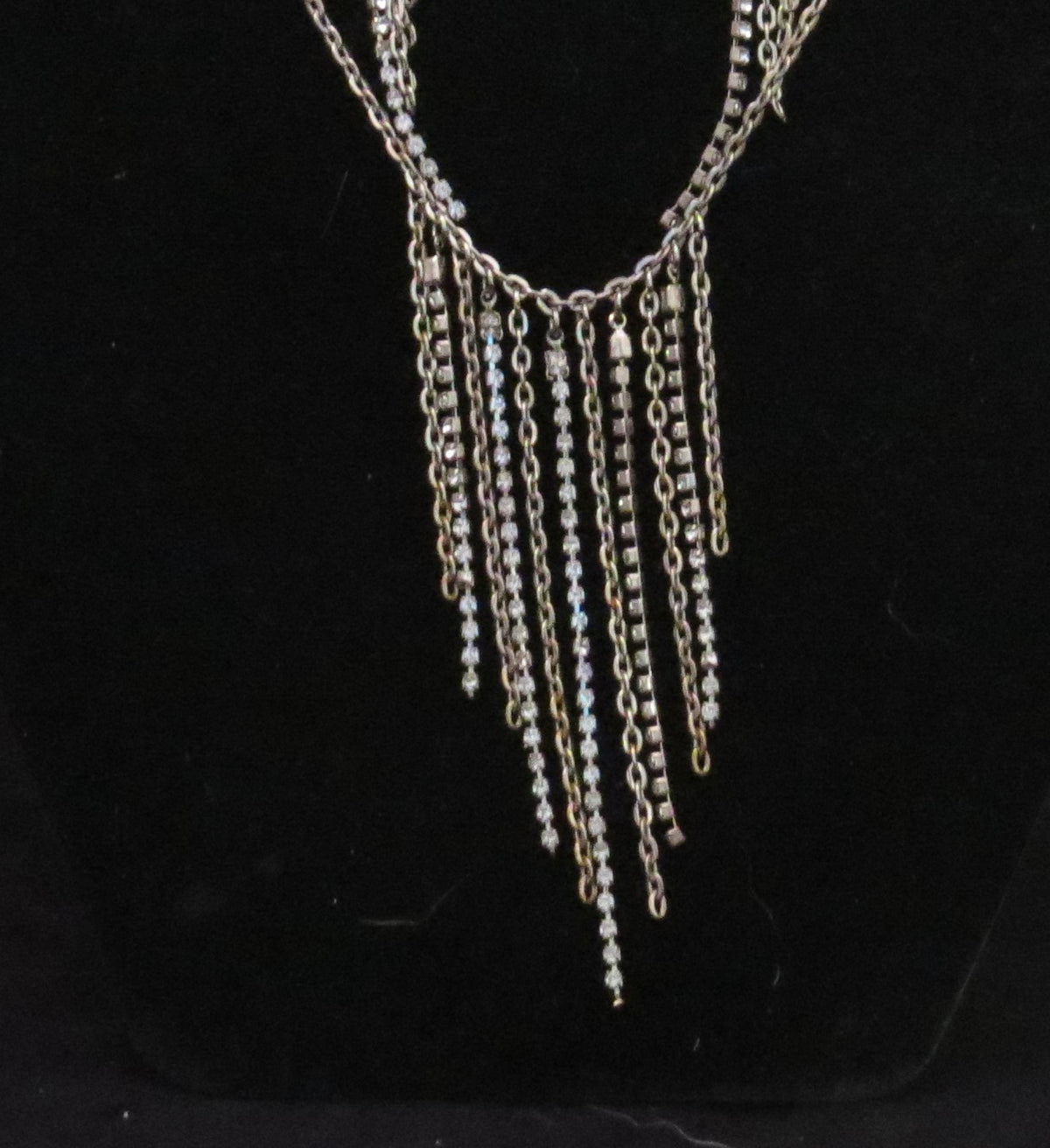 Handmade Chain & Rhinestone Necklace & Earring Set