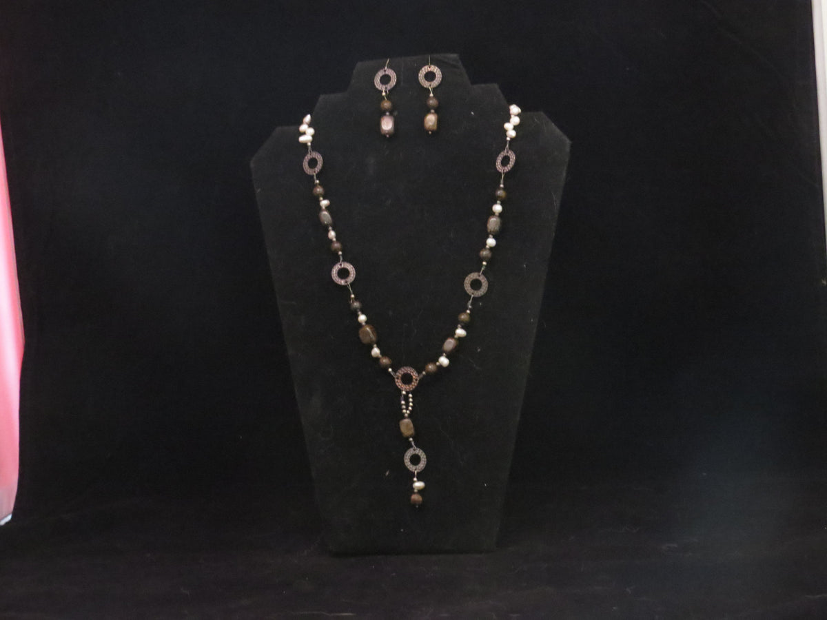Handmade Beautiful Bronzite Necklace & Earring Set