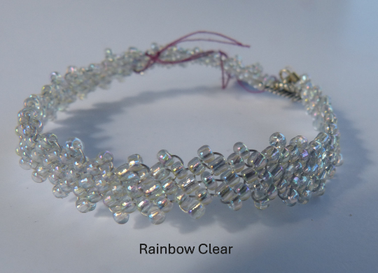 Rainbow Clear Peyote Simple Strap Bracelet
