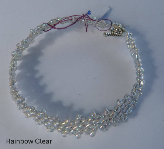 Rainbow Clear Peyote Simple Strap Bracelet