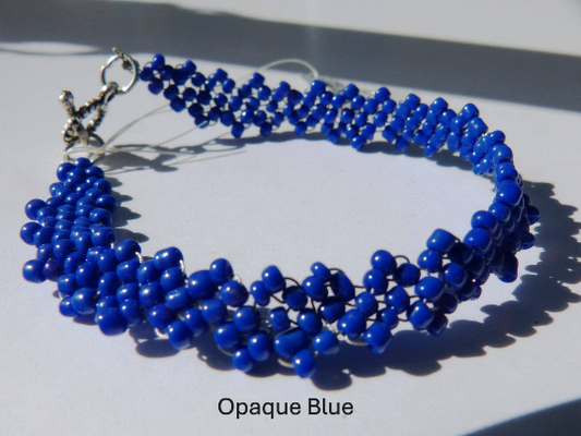 Opaque Blue Simple Strap Peyote Bracelet