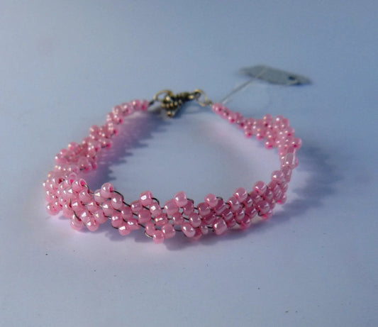 Ceylon Pink Simple Strap Peyote Bracelet
