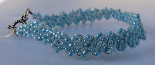 Cylon Turquoise Blue Simple Strap Peyote Bracelet