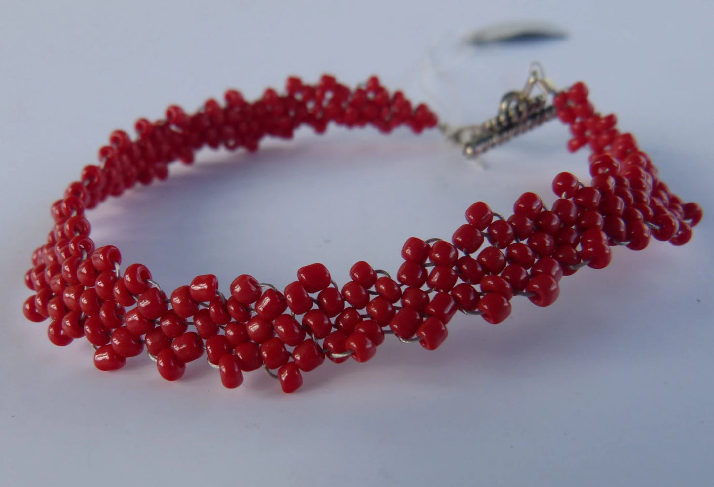 Opaque Red Peyote Simple Strap Bracelet